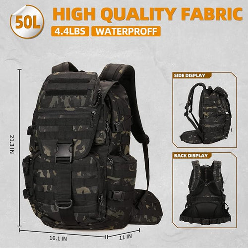 50L Military Tactical Backpack Hiking Waterproof Backpack Large Military Pack 3 - Image 2