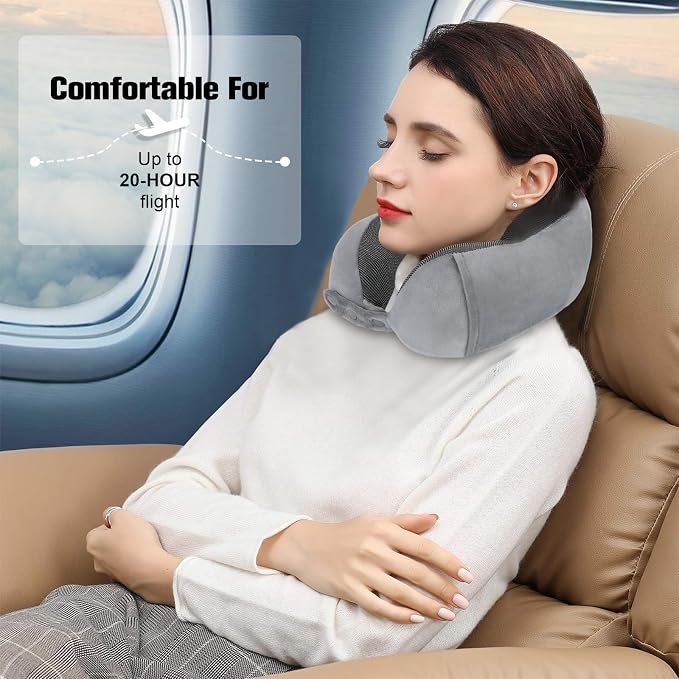Neck Pillow for Traveling, Travel Pillows for Airplanes, 100% Pure Memory Foam - Image 7
