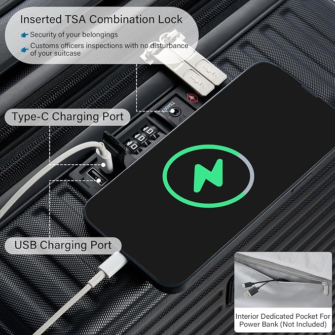 Hard Shell Suitcases Travel Expandable Luggage, 24 Inch Check in Luggage - Image 3