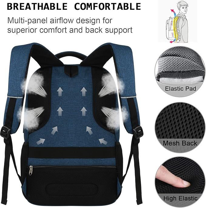 17 Inch Laptop Backpack, Business Anti Theft Slim Durable Laptops Backpack - Image 5