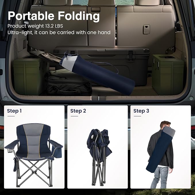 HIGH POINT SPORTS Oversized Portable Folding Camping Chair, 450 LBS Support - Image 7
