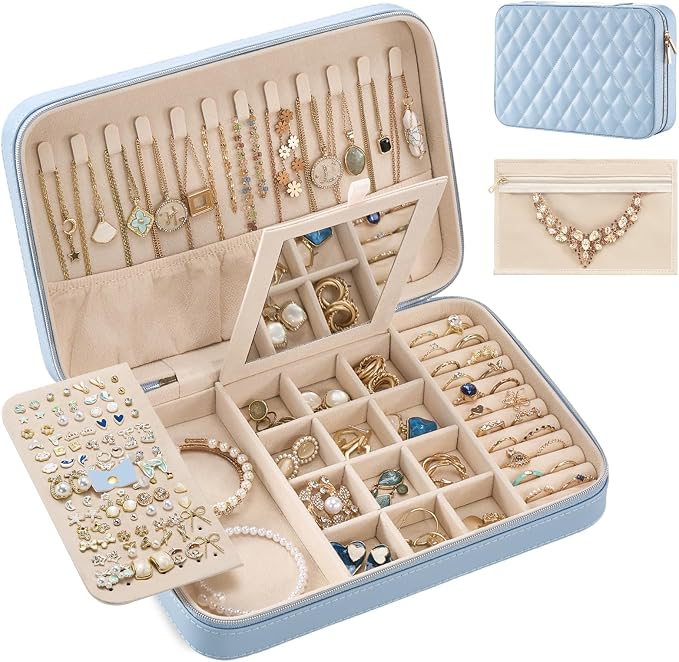 Lolalet Travel Jewelry Case for Women Girls, Travel Jewelry Organizer Box by Lolalet