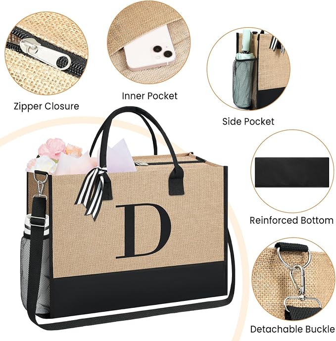 BAGAIL Initial Tote Bag, Personalized Birthday Gifts - Image 3