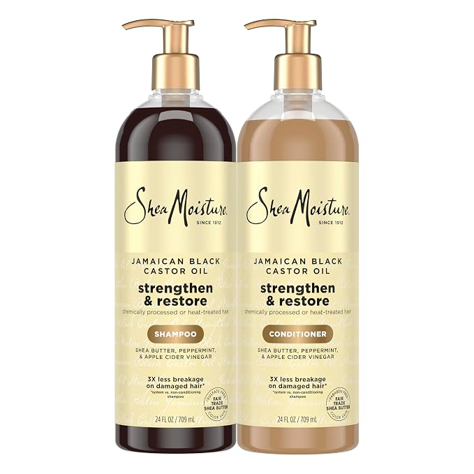 SheaMoisture Strengthen & Restore Shampoo and Conditioner Bundle Jamaican Black by SheaMoisture