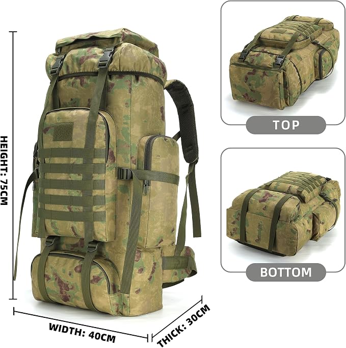 King'sGuard 70L Camping Hiking Backpack Tactical Backpack Military Molle - Image 2