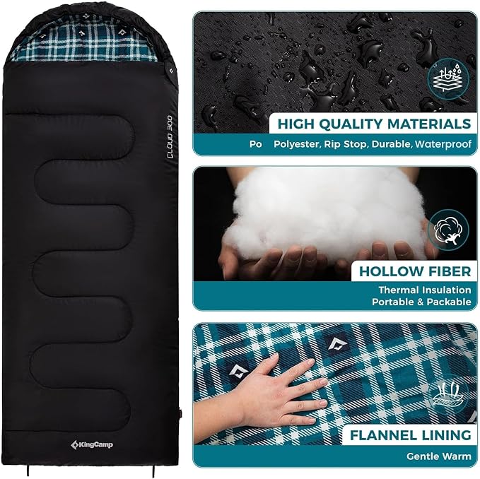 KingCamp Sleeping Bag for Adults, Cold Weather & Warm XL Big and Tall Flannel - Image 5