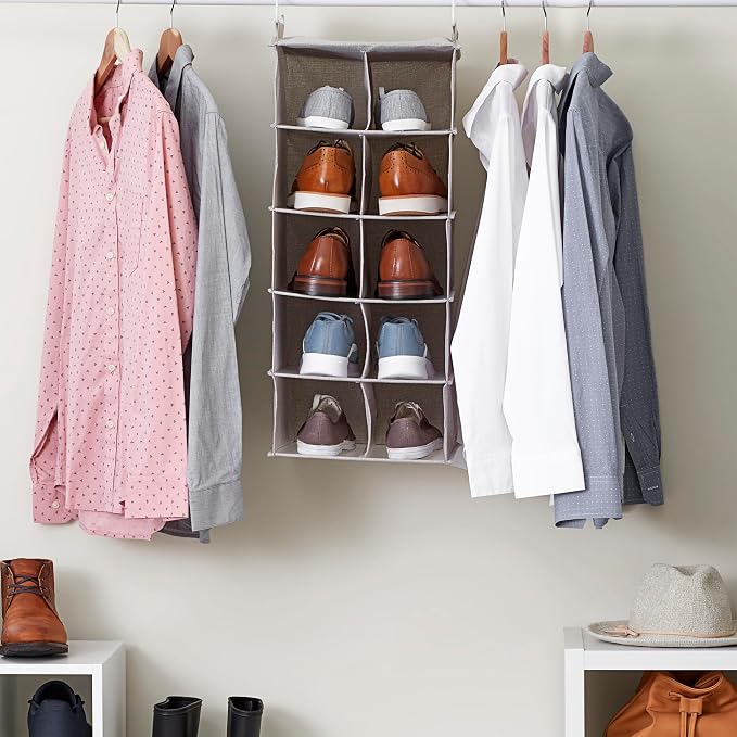 Household Essentials 10-Pocket Hanging Shoe Organizer, Side-by-Side Blended - Image 5