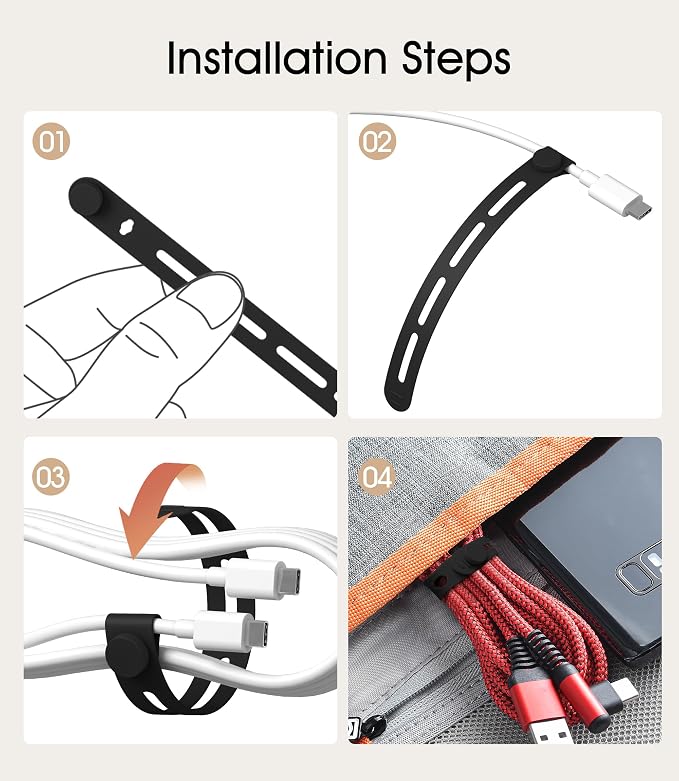 35Pcs Nearockle Silicone Cable Ties, 5.12 Inch Adjustable Cord Organizer - Image 4