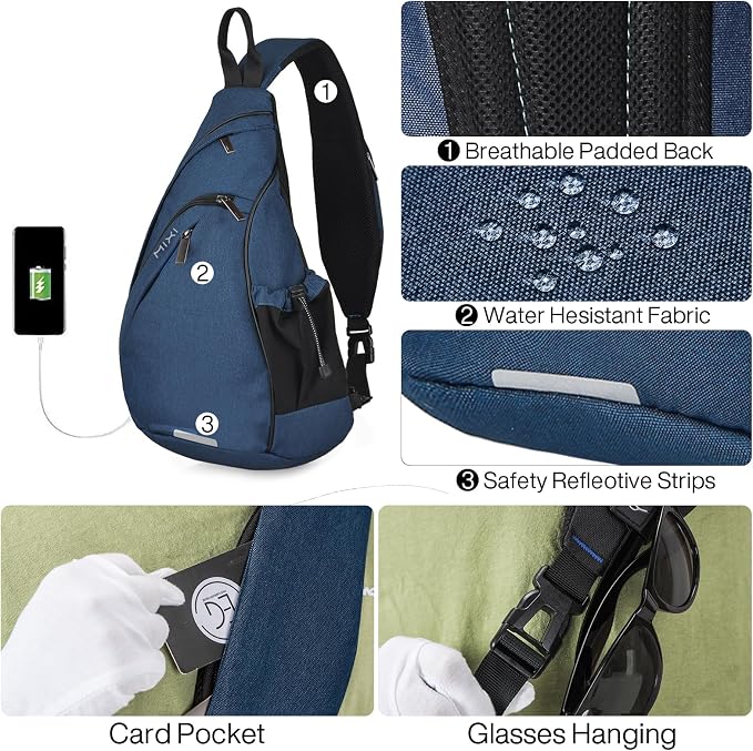 mixi Sling Bag Men Backpack Unisex One Shoulder Bag Hiking Travel Backpack - Image 5