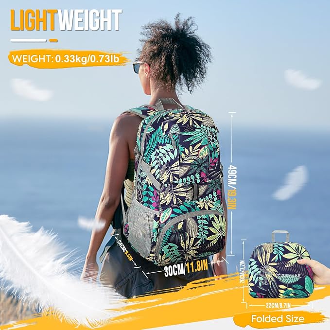 ZOMAKE Lightweight Packable Backpack 35L, Light Foldable Backpacks Water - Image 2