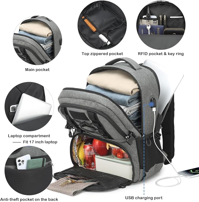 Laptop Lunch Backpack for Men - 40L Large Capacity Work Backpack - Image 4