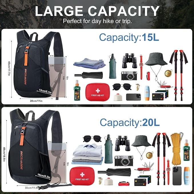 15L Small Hiking Backpack for Men Women Foldable Packable Back Pack Ultralight - Image 5