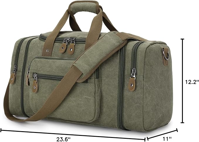 Gonex Canvas Duffle Bag for Travel 60L Duffel Overnight Weekender Bag - Image 7