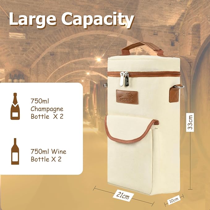Tirrinia 2 Bottle Wine Gift Tote Carrier - Image 5