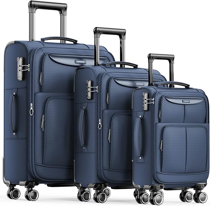SHOWKOO Luggage Sets 3 Piece Softside Expandable Lightweight Durable Suitcase by SHOWKOO