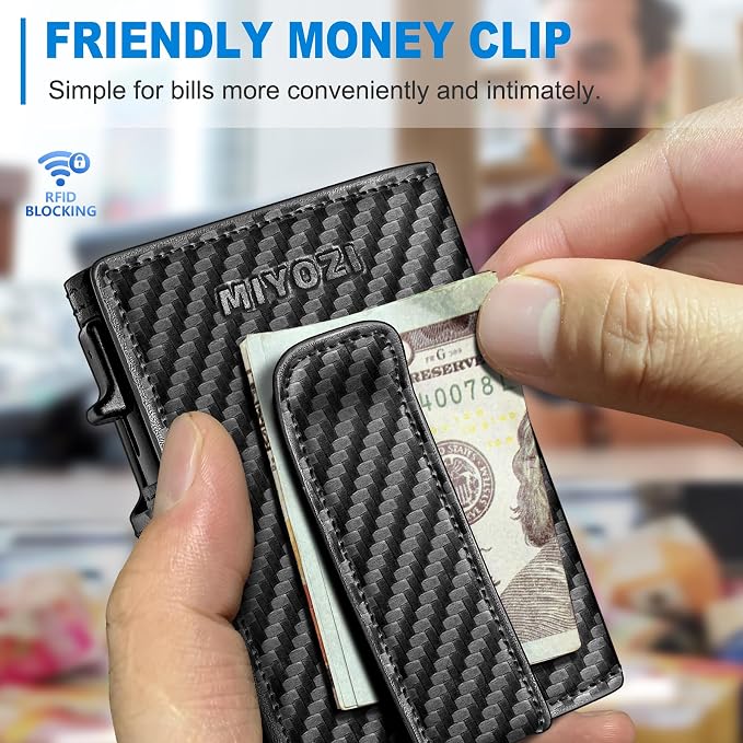 Men Wallet, with Money Clip Coins Pocket ID Window, Slim Front Pocket RFID - Image 6