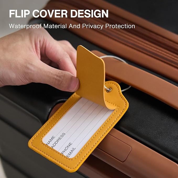 Luggage Tag Faux Leather Premium Travel Suitcase Tags - Image 4