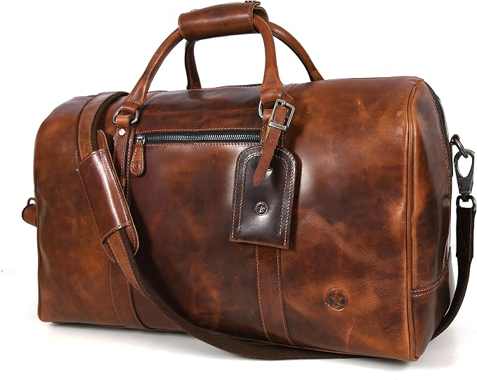 Leather Duffel Bag for Men & Women Travel, Gym Bag by AARONLEATHERGOODS%C2%AE