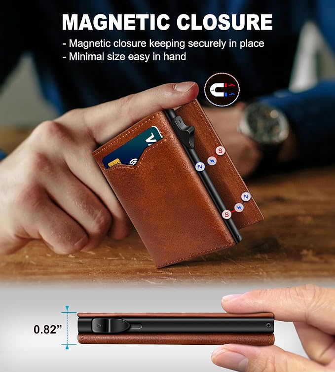 Wallet for Men, with Cash Pocket 2 ID Window 9-13 Cards, Metal Case Smart Slim - Image 3