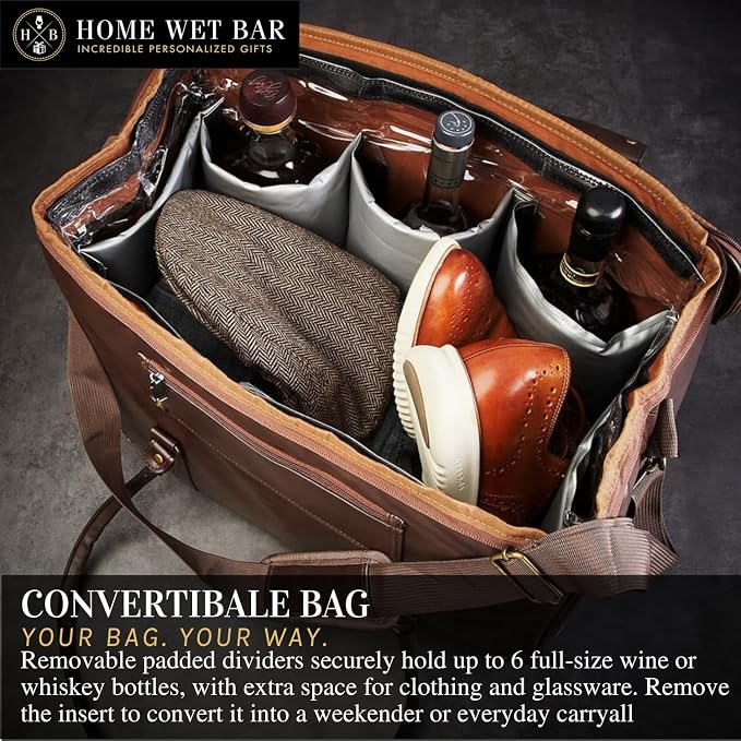 Graham Whiskey Bottle Carrier and Weekender Travel Bag | Customizable - Image 4