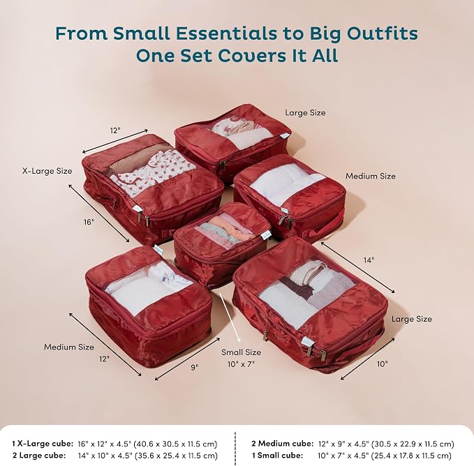 6-Pack Compression Packing Cubes Travel Essentials - Image 4