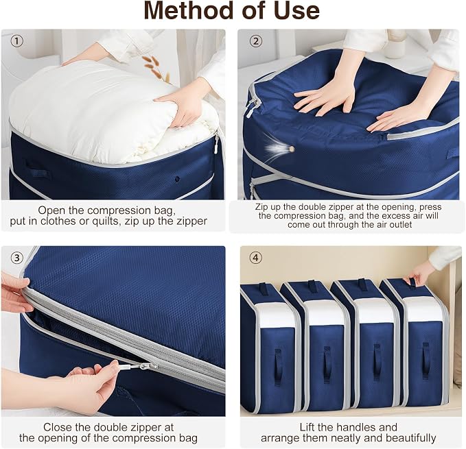 6 Pack Compression Storage Bags - 110L Large Capacity Comforter Storage Bag - Image 4