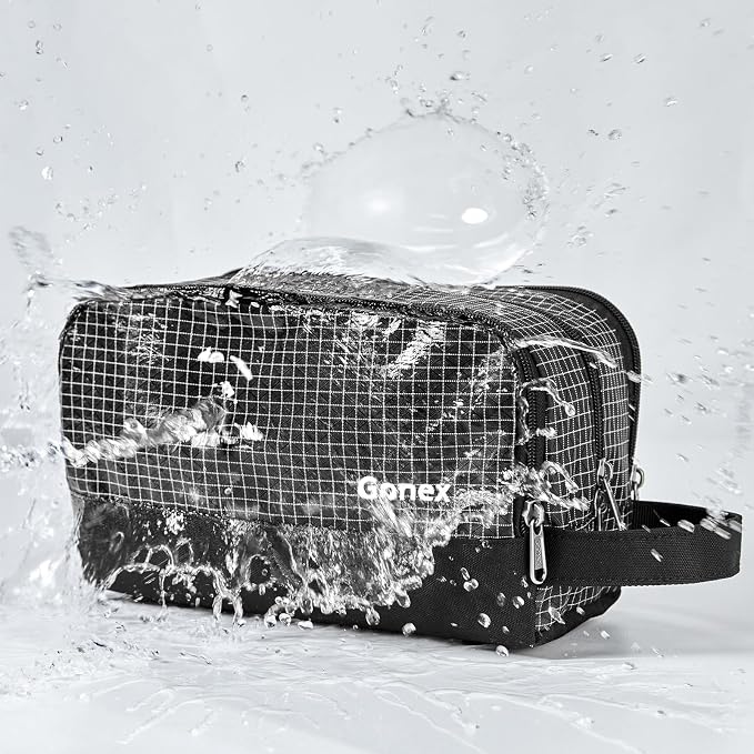 Gonex Travel Toiletry Bag Nylon, Dopp Kit Shaving Bag Toiletry Organizer Check - Image 2