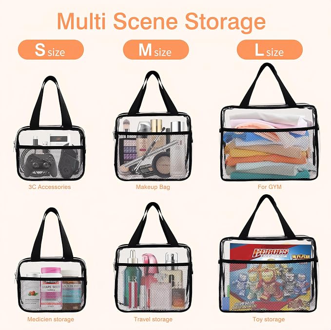 XEWEA Large Small Clear Travel Toiletry Bags - Image 7