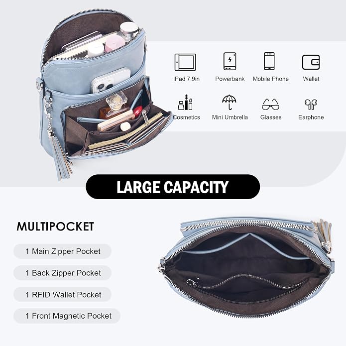 Crossbody Purse for Women, Lightweight Medium Crossbody Bag Soft Leather - Image 5
