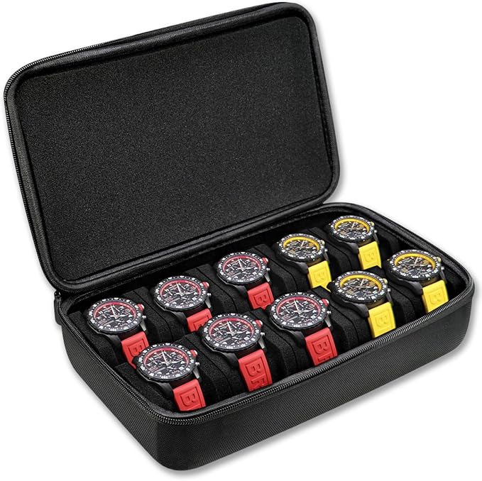 Juntan 10 Slots Hard Watch Travel Case, Portable Nylon Zipper Storage Organizer by JuntanWatchBands