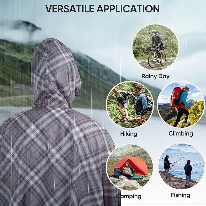 PTEROMY Hooded Rain Poncho for Adult - Image 6
