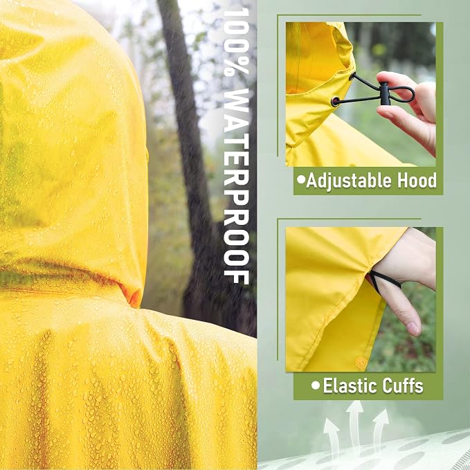 SaphiRose Unisex Rain Poncho Raincoat Hooded - Image 3