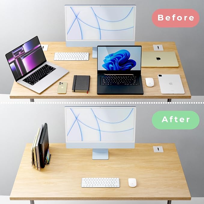 Vertical Laptop Stand Holder 5 Slots, Aluminum Space-Saving Laptop Holder - Image 4