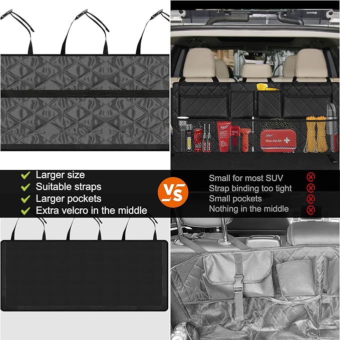 Femuar Car Trunk Organizer, Large Capacity Backseat Trunk Organizer, - Image 2