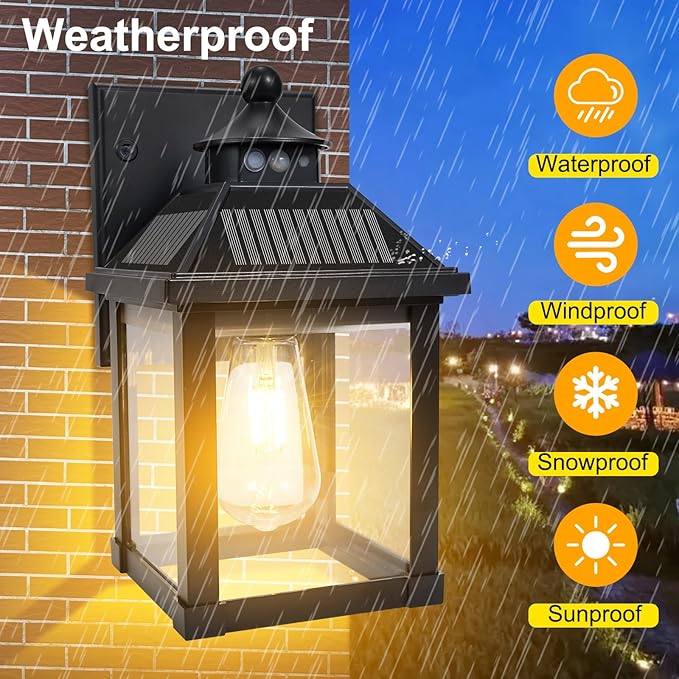 Solar Wall Lights Outdoor, Dusk to Dawn Motion Sensor Lights Waterproof - Image 5