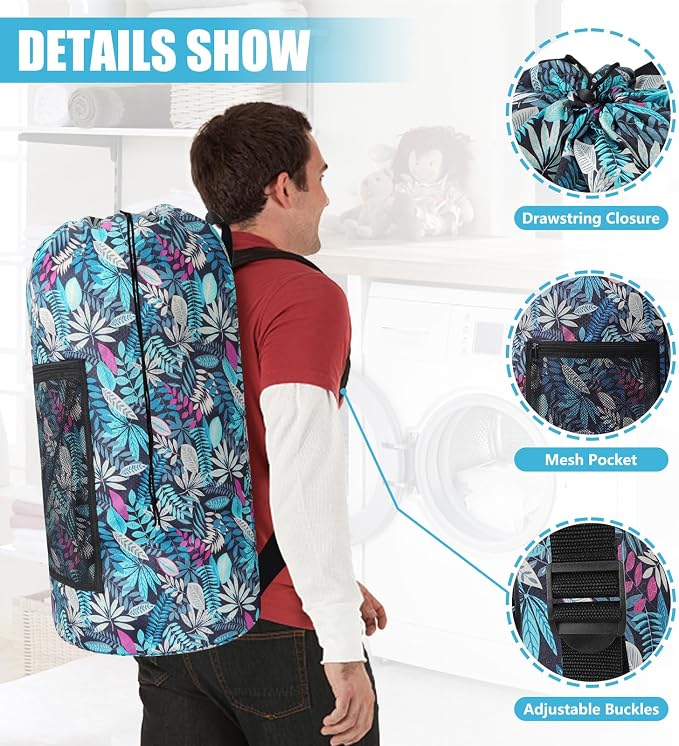 Portable with Adjustable Shoulder Straps Travel Dirty Laundry Bag, with - Image 4