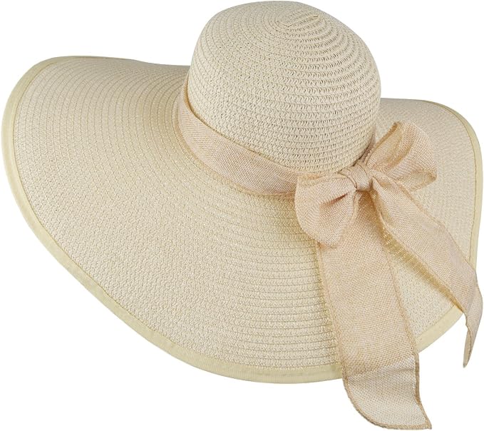 DRESHOW Beach Hats for Women Big Straw Wide Brim Summer Hat Floppy Foldable - Image 7