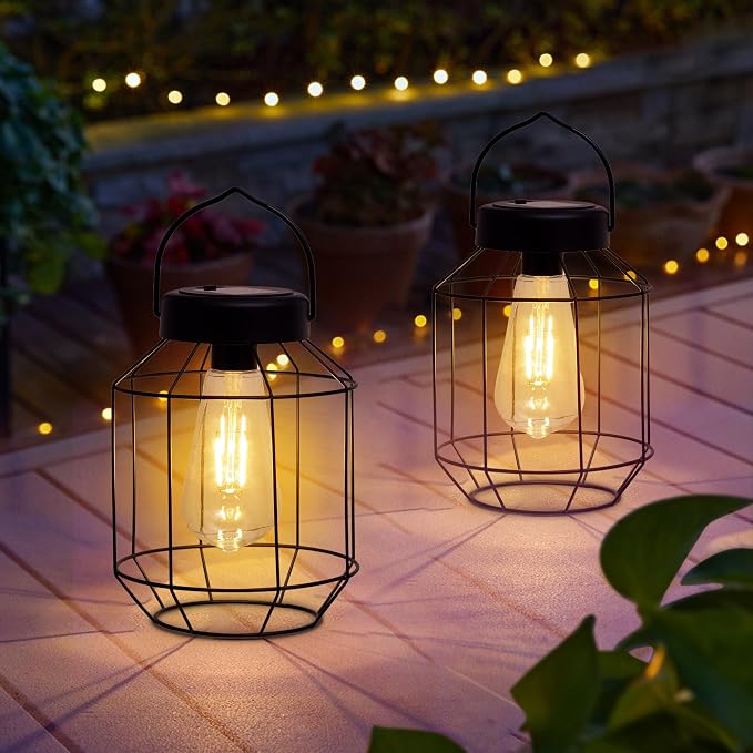 Solar Lights Outdoor Waterproof, Solar Lantern 2 Pack, Metal Hanging Outdoor - Image 7