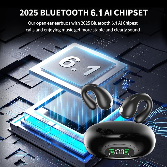 Open Ear Earbuds Wireless Bluetooth 6.1 Earphones, Flexible Clip On Ear buds - Image 4