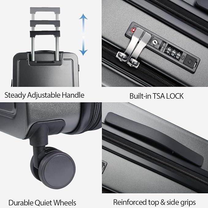 KROSER Carry On Luggage with Spinner Wheels & Built-in TSA Lock, Expandable Top - Image 4