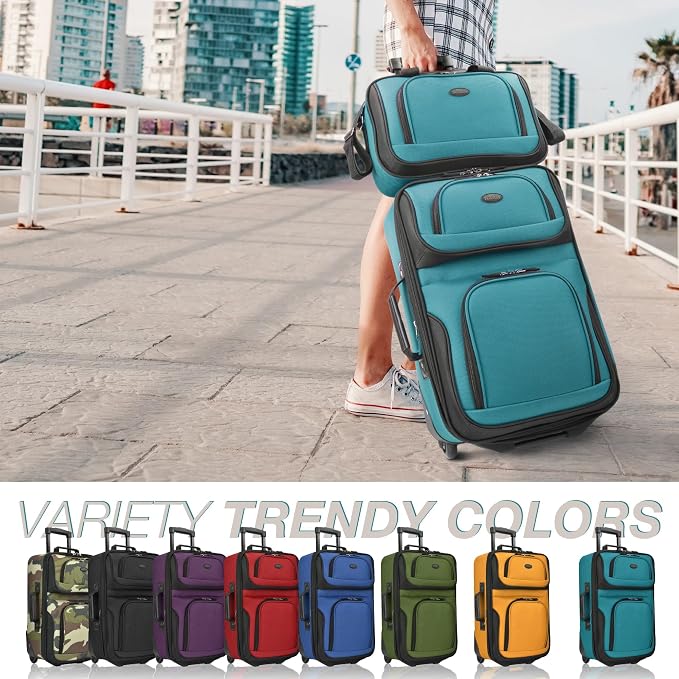 U.S. Traveler Rio Fabric Expandable Carry-on Luggage, Rolling Suitcase - Image 2