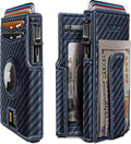 Airtag Wallet for Men, with Money Clip 10 Cards Metal Case Smart Slim Pop Up by Miyozi