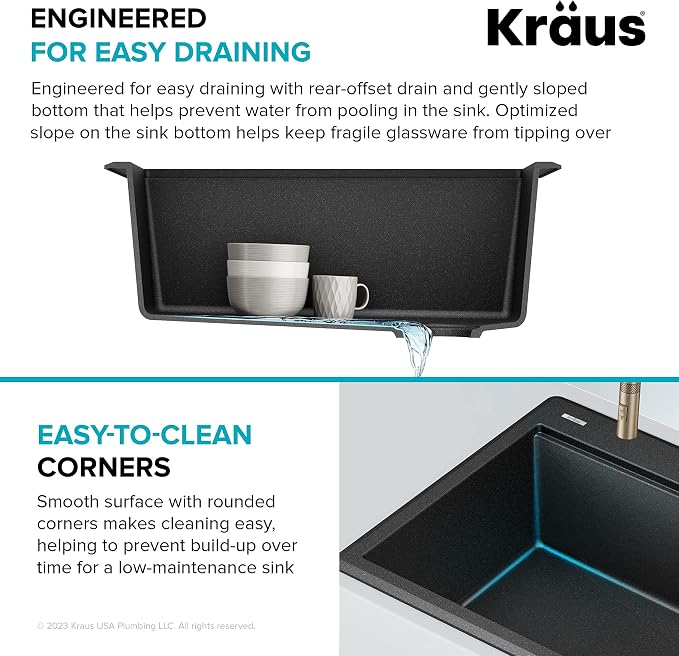 KRAUS Bellucci 25-inch Granite Workstation Drop In Top Mount Single Bowl - Image 10
