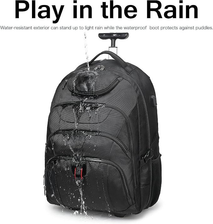 Boavan Wheeled Backpack, 18.4 inch Water Resistant Rolling Backpack, Carry on - Image 7