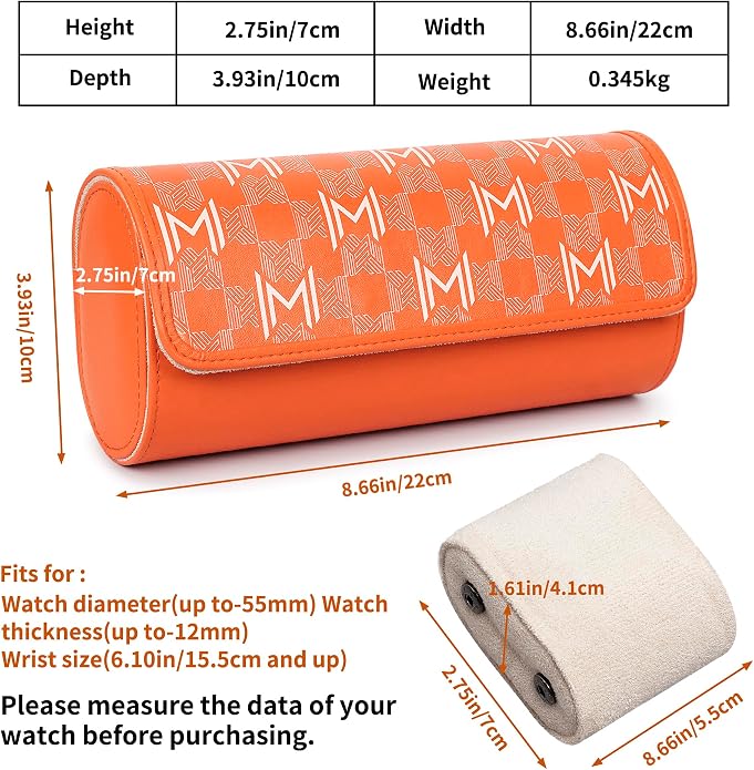 MOZSLY Watch Roll Travel Case 3 Slots Portable Watches Box Organizer Storage - Image 5