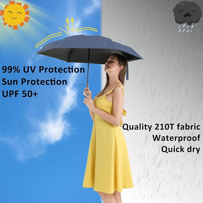 BAODINI Small UV Protection Travel Umbrella Compact - Image 2