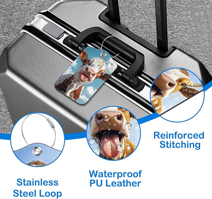 Cute Cow Sticking Out Tongue Luggage Tags - Image 4