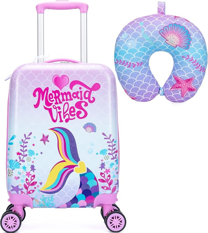 Cute Mermaid Kid’s Luggage Set 2 Piece Suitcase Set 16" Hardside Luggage by Homskiii