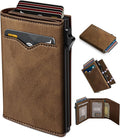 Wallet for Men, with Cash Pocket 2 ID Window 9-13 Cards, Metal Case Smart Slim by Miyozi
