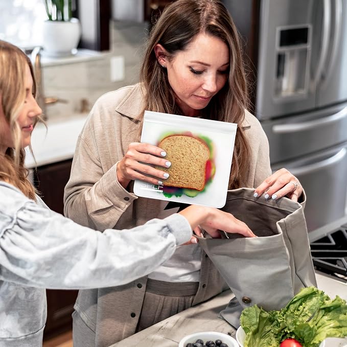 SPLF 10 Pack Dishwasher Safe Reusable Snack Bags, BPA Free Reusable Food - Image 3